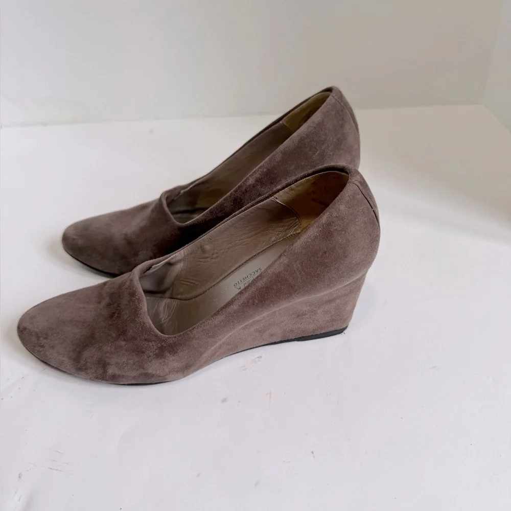 Aquatalia Women's Brown Suede Wedge Pumps Size 9